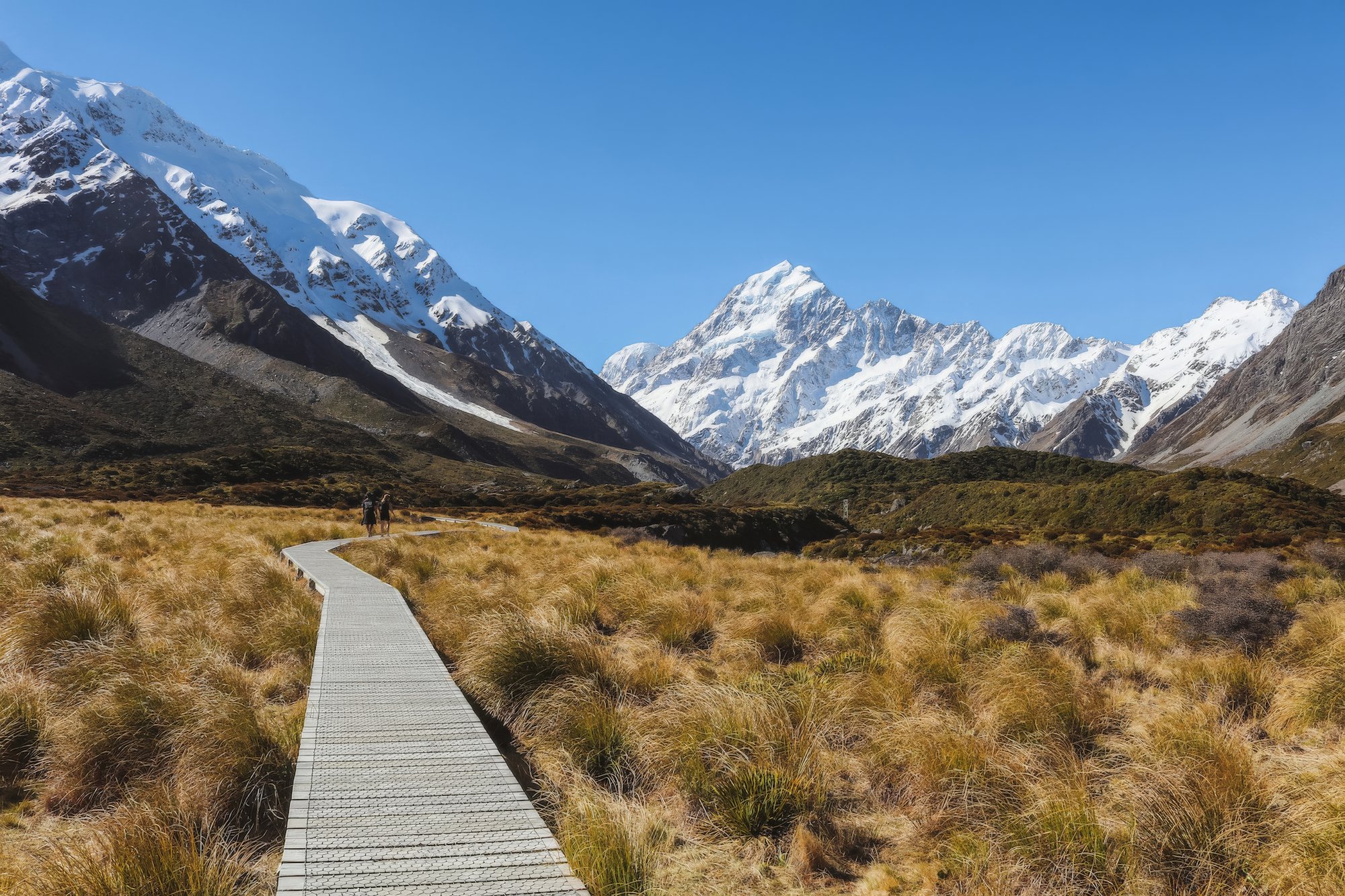Hooker Valley Track nebo Hooker Lake s krami a Aoraki v pozadí. Ideálně ráno.